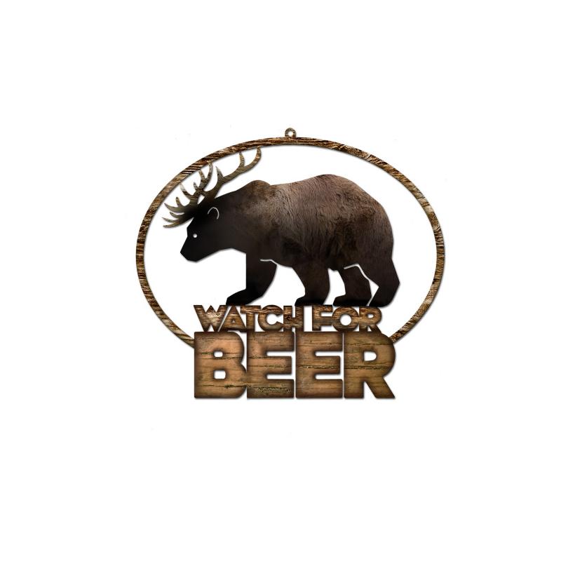 Watch For Beer, Ocean and Nautical, Custom Metal Shape, 12 X 10 Inches