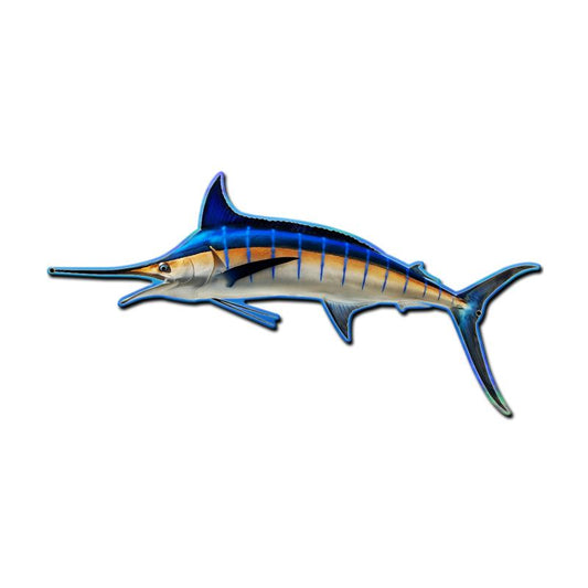 Marlin Sport Fish Mount, Ocean and Nautical, Custom Metal Shape, 18 X 9 Inches