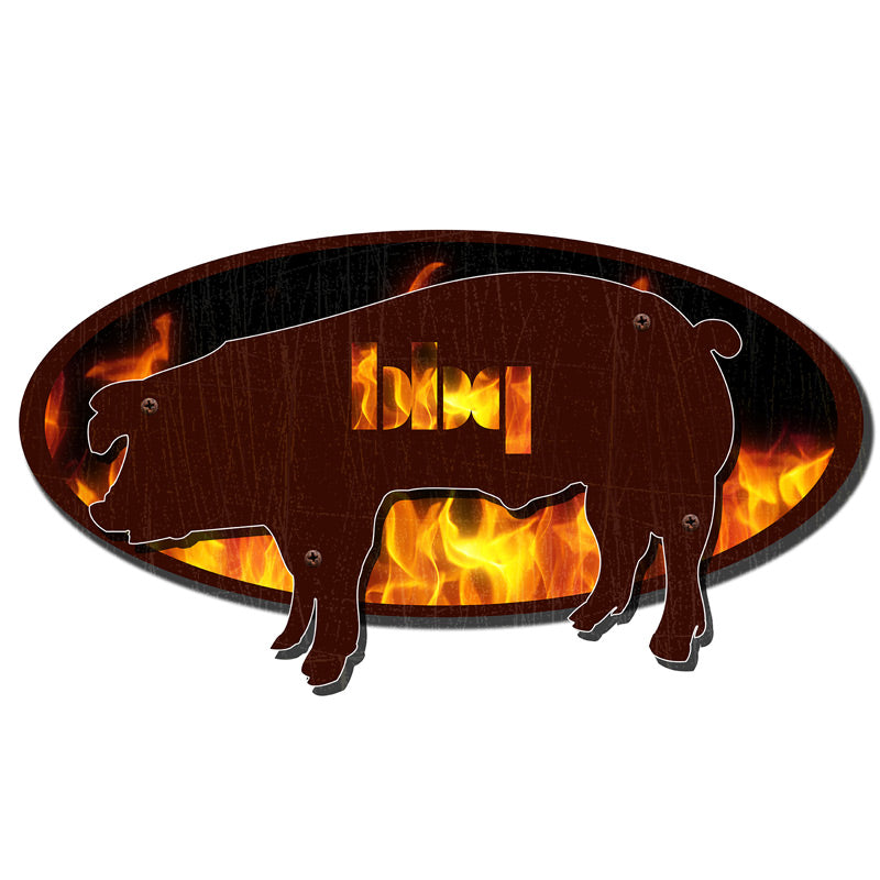 BBQ PIG, 3D Metal Art, PLASMA, 24 X 16 Inches
