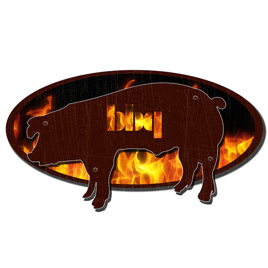 BBQ PIG, 3D Metal Art, PLASMA, 24 X 16 Inches