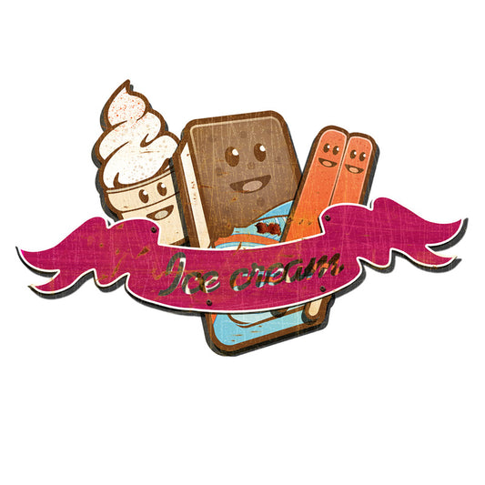 3-D ICE CREAM , 3D Metal Art, PLASMA, 24 X 16 Inches