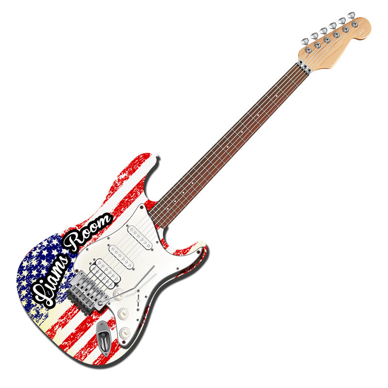 STRAT FLAG 3-D PERSONALIZED, 3D Metal Art, PLASMA, 24 X 21 Inches
