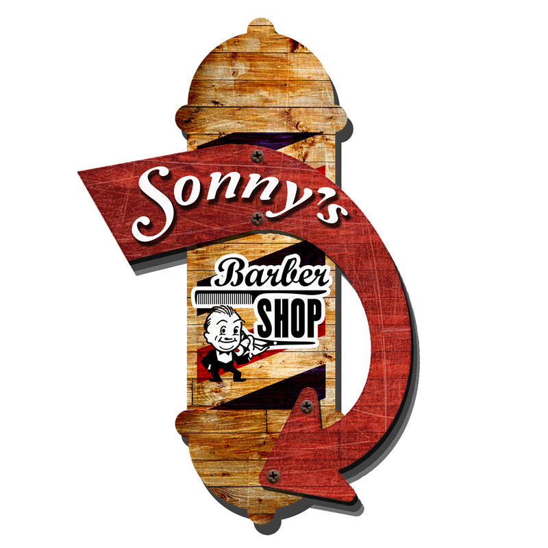 3-D BARBER SHOP PERSONALIZED, 3D Metal Art, 3-D Plasma, 22 X 16 Inches