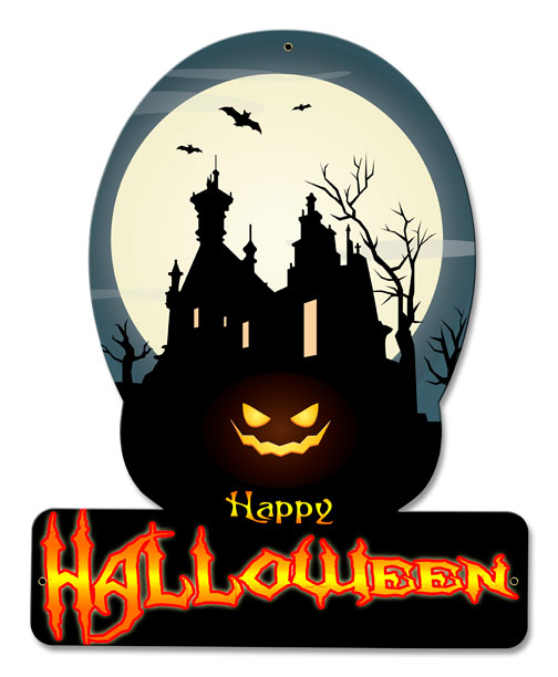 Happy Halloween Haunted House, Halloween, SATIN PLASMA , 12 X 15 Inches