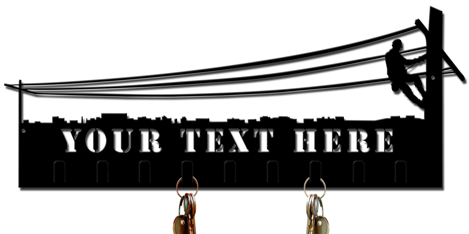 LINEMAN KEY HOLDER PERSONALIZED CUT OUT, Category/Other/Occupational, PLASMA KEY HOLDER PERSONALIZE CUT OUT, 21 X 7 Inches