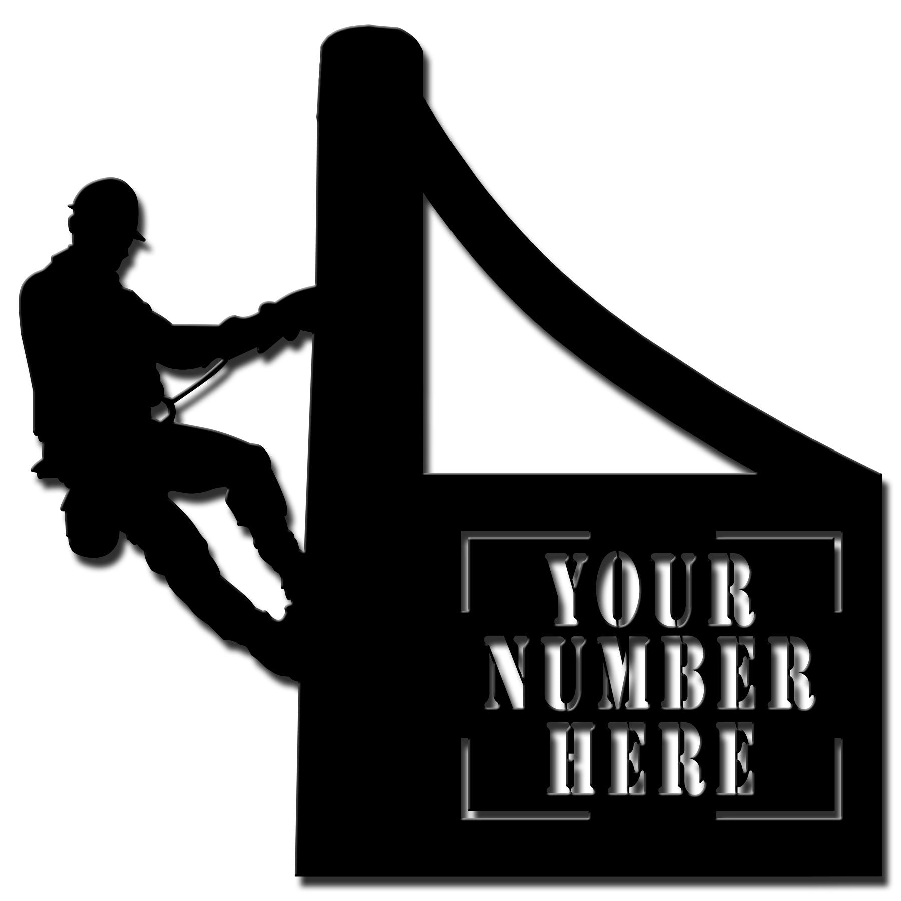 LINEMAN PERSONALIZED CUT OUT HOUSE NUMBER SIGN, Category/Other/Occupational, PLASMA PERSONALIZED CUT OUT, 24 X 24 Inches