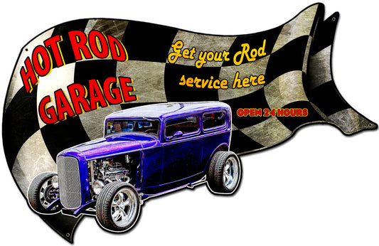 Hot Rod Garage, Custom Metal Shapes, PLASMA , 30 X 18 Inches