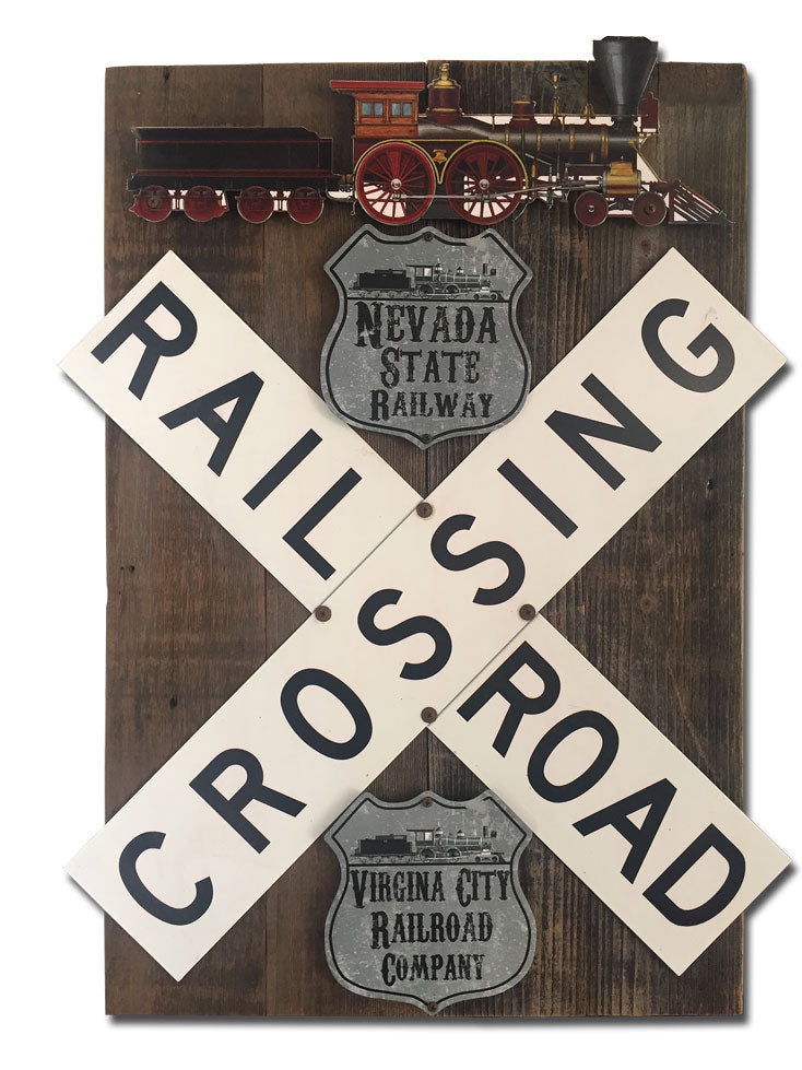 Train Crossroad Railway Set Plasma Shape On Wood, Transportation, PLASMA , 18 X 26 Inches