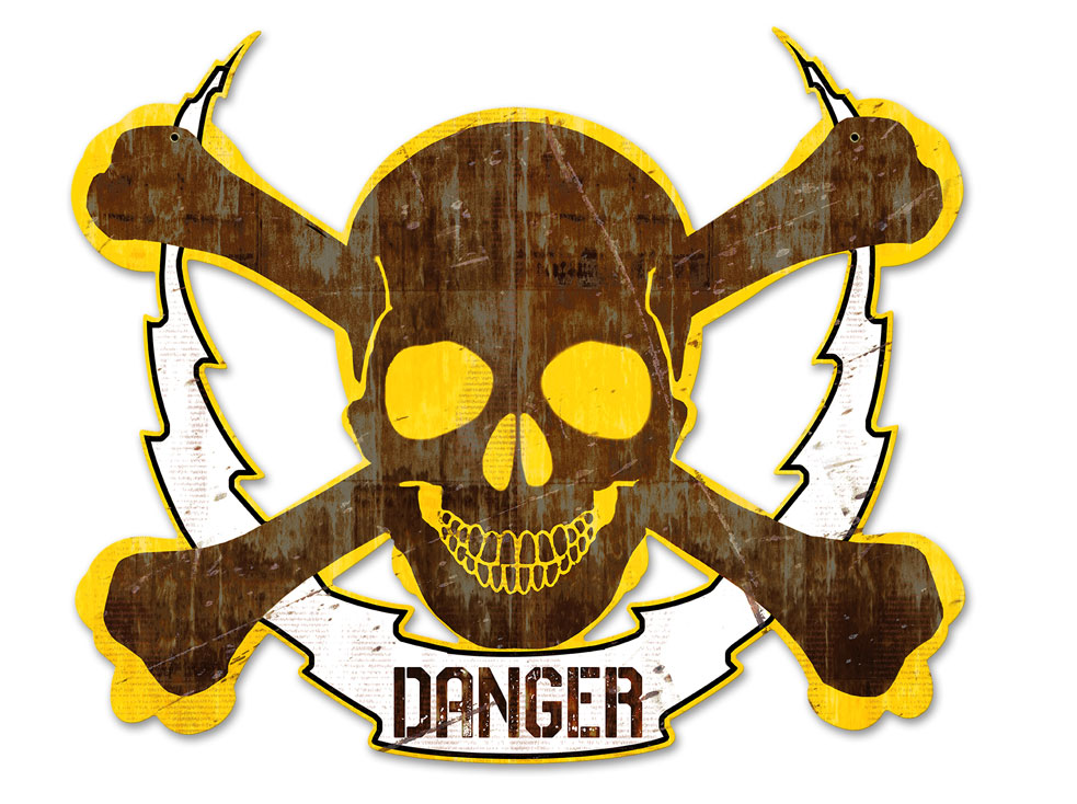 Skull Bolt Danger, Man Cave, Plasma, 19 X 16 Inches