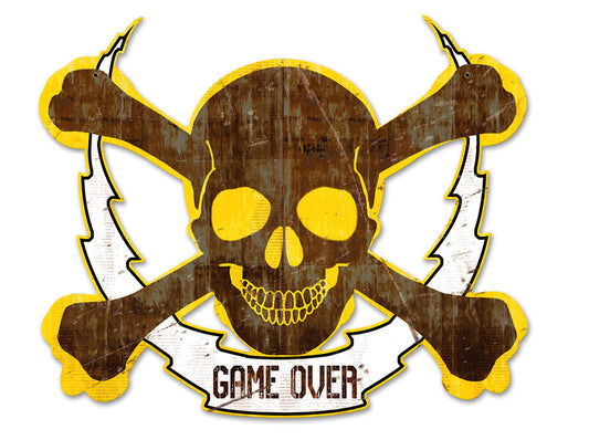 Skull Bolt Game Over, Man Cave, Plasma, 19 X 16 Inches