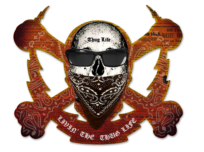 Skull Bolt Livin The Thug Life, Man Cave, Plasma, 19 X 16 Inches