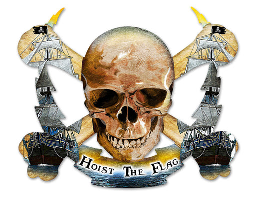 Skull Bolt Hoist The Flag, Man Cave, Plasma, 19 X 16 Inches