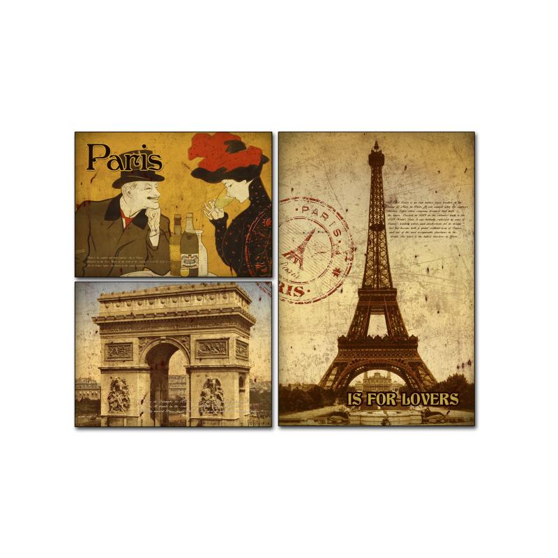 Paris Is For Lovers, Home and Garden, Triptych, 34 X 24 Inches