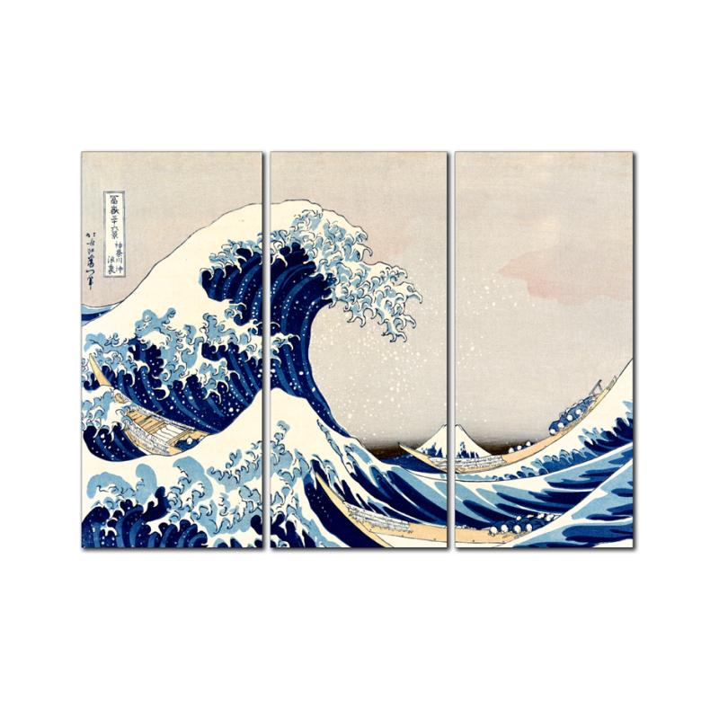Great Wave, Home and Garden, Triptych, 48 X 36 Inches