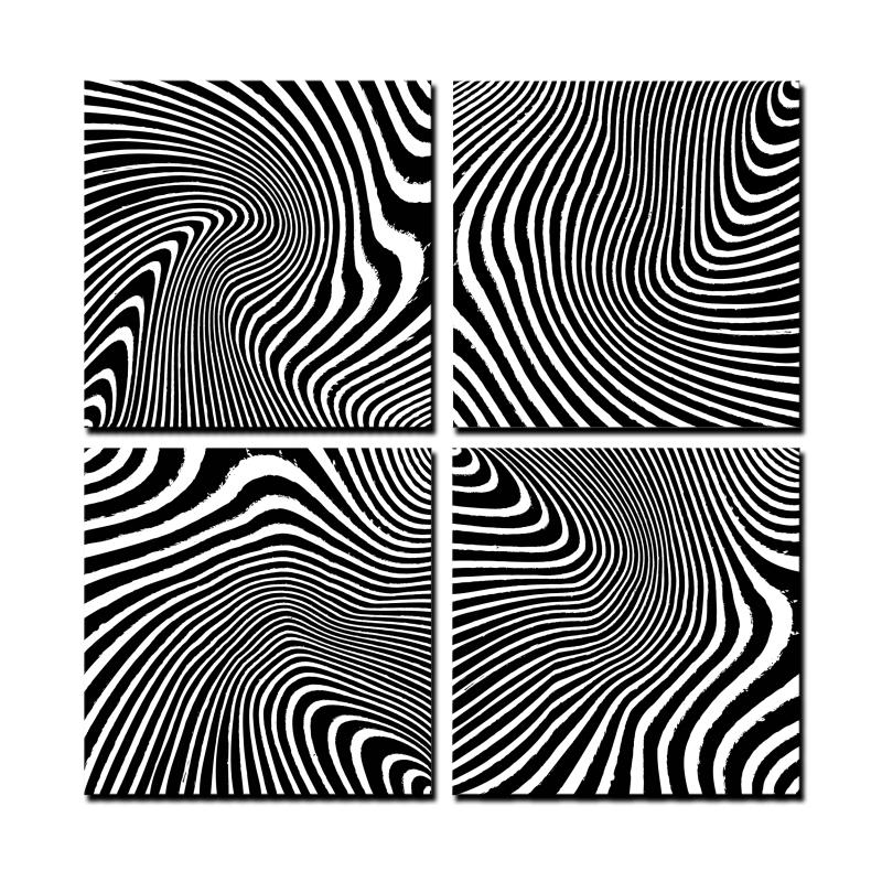 Zebra Quadriptych, Home and Garden, Triptych, 24 X 24 Inches