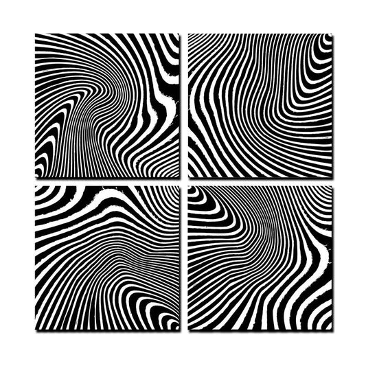 Zebra Quadriptych, Home and Garden, Triptych, 24 X 24 Inches