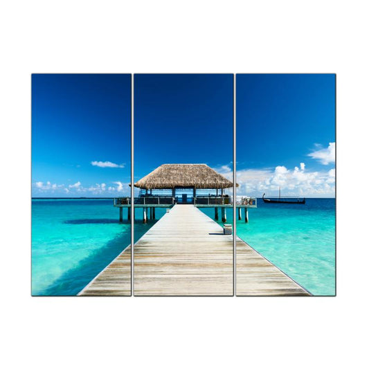 Beach Triptych, Travel, Custom Metal Shape, 48 X 36 Inches