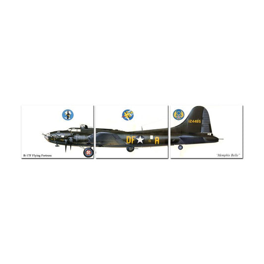B17 Flying Fortress Triptych, Aviation, Triptych, 48 X 12 Inches