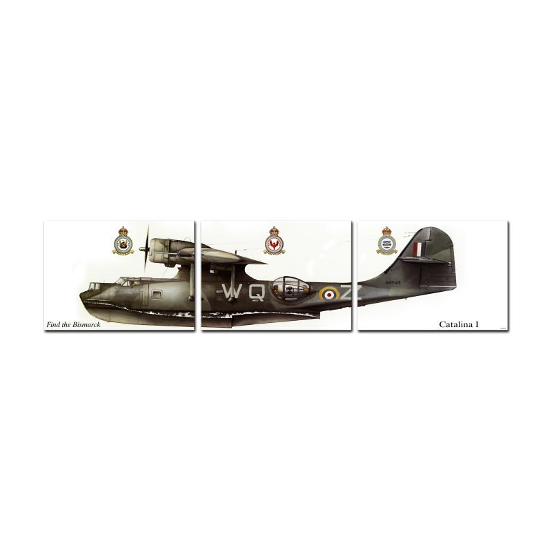 Catalina Triptych, Aviation, Custom Metal Shape, 48 X 12 Inches
