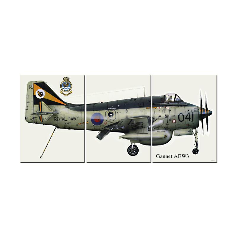 Gannet AEW3 Triptych, Military, Metal Sign, 48 X 12 Inches