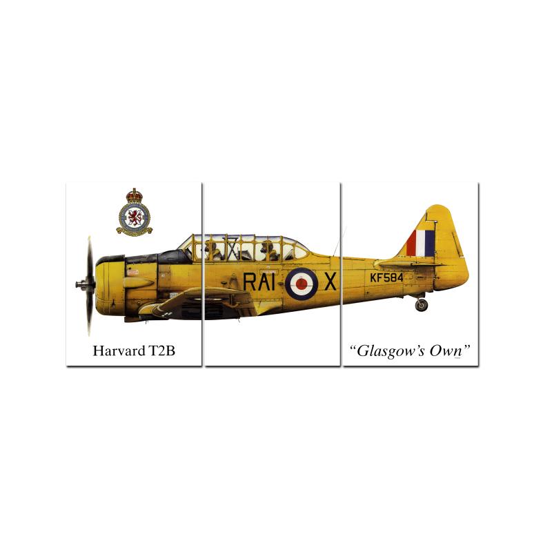 Harvard T2 Triptych, Military, Metal Sign, 36 X 16 Inches