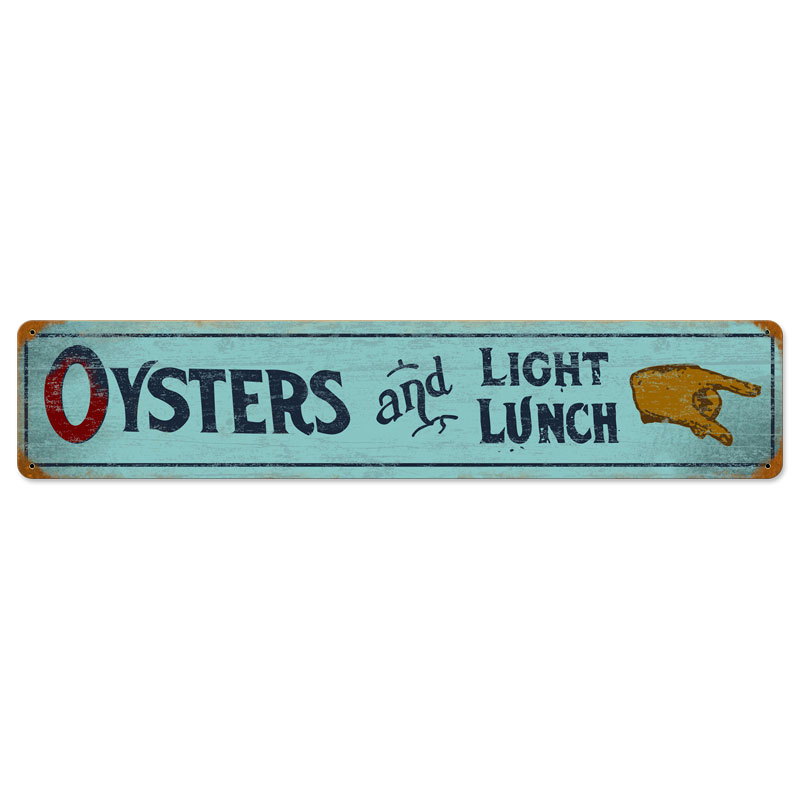 Oyster Lunch, Food and Drink, Vintage Metal Sign, 28 X 6 Inches
