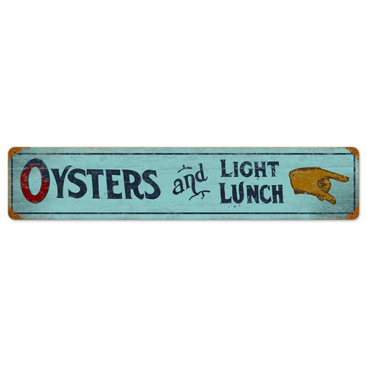 Oyster Lunch, Food and Drink, Vintage Metal Sign, 28 X 6 Inches