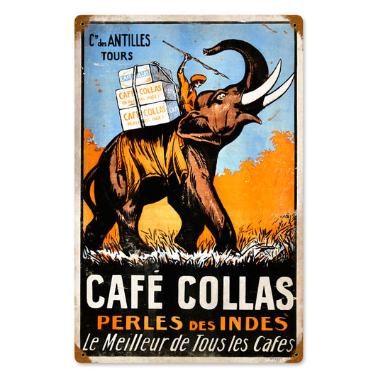 Cafe Collas, Home and Garden, Vintage Metal Sign, 12 X 18 Inches