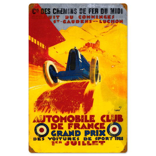 France Grand Prix, Automotive, Vintage Metal Sign, 16 X 24 Inches