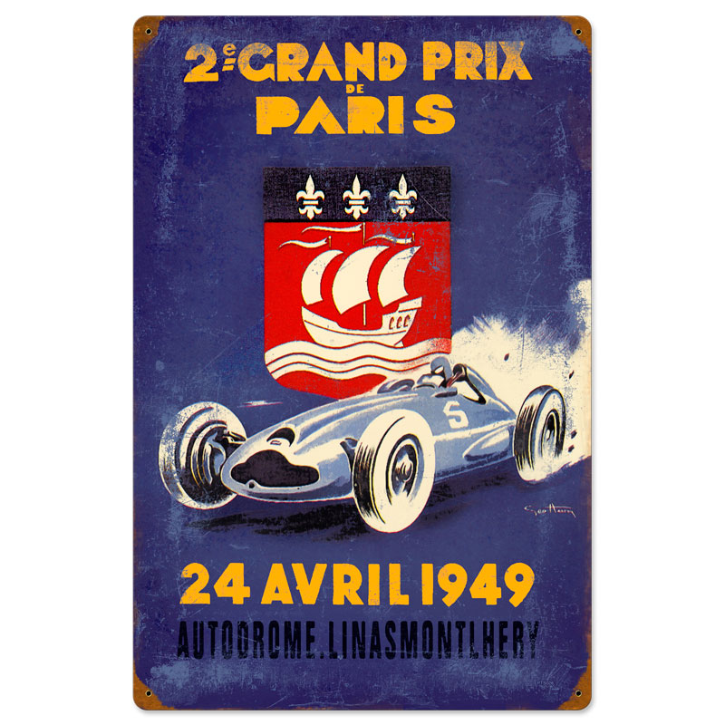 Paris Grand Prix, Automotive, Vintage Metal Sign, 16 X 24 Inches