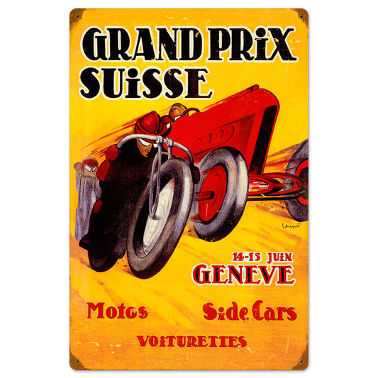Swiss Grand Prix, Automotive, Vintage Metal Sign, 16 X 24 Inches