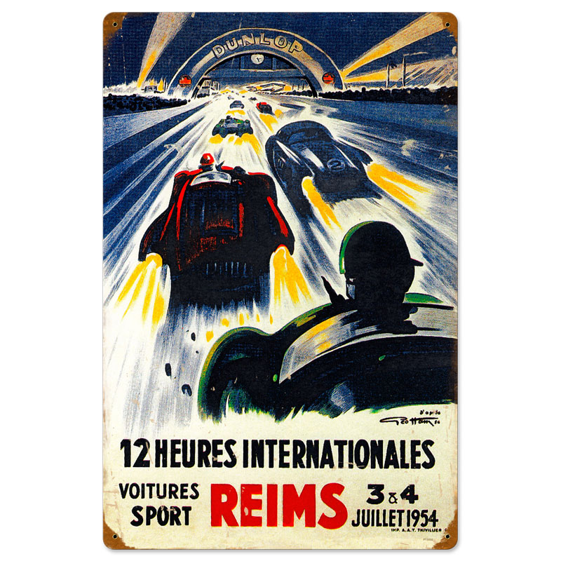Reims Racetrack, Automotive, Vintage Metal Sign, 16 X 24 Inches