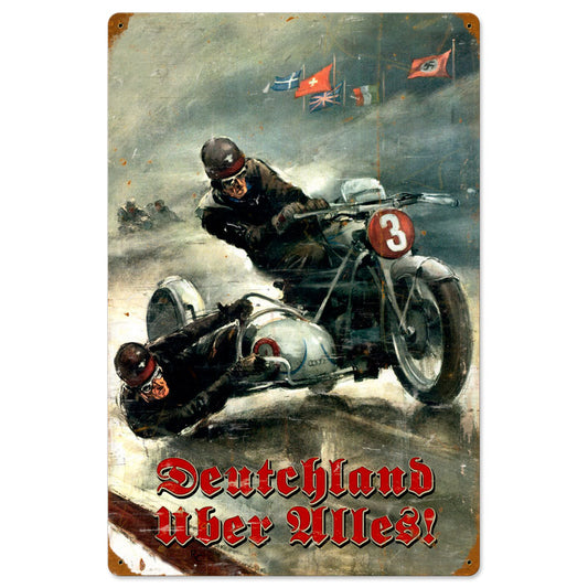 German Motorcycle, Automotive, Vintage Metal Sign, 16 X 24 Inches