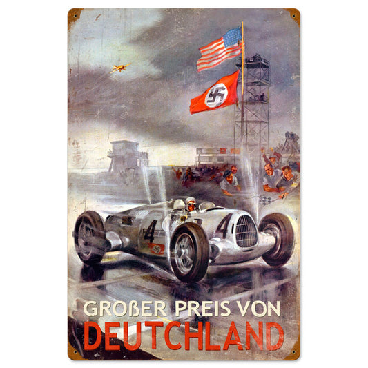 German Grand Prix, Automotive, Vintage Metal Sign, 16 X 24 Inches