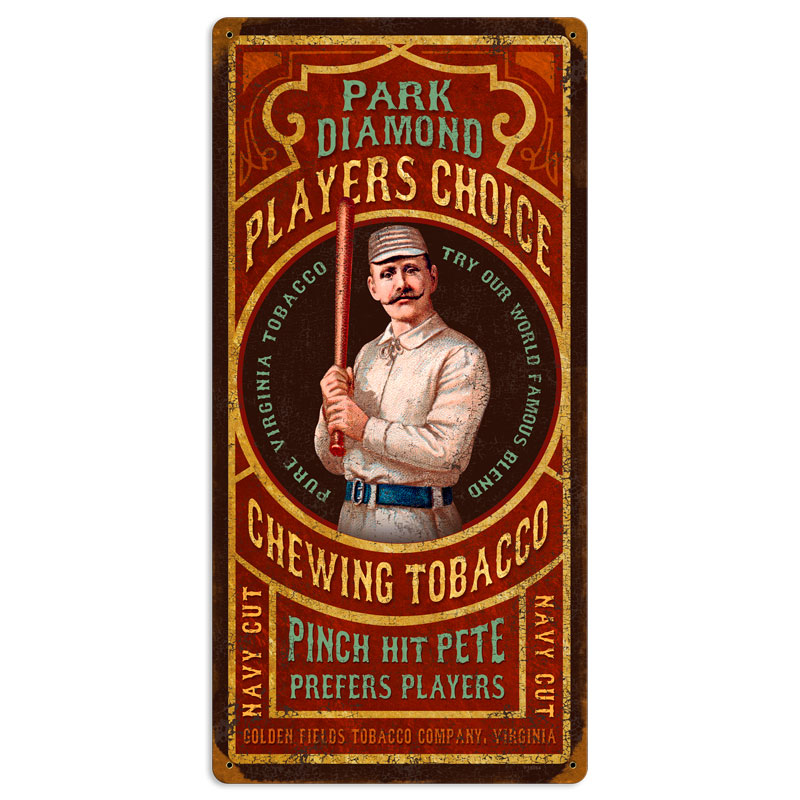 Park Diamond Tobacco, Sports and Recreation, Vintage Metal Sign, 12 X 24 Inches