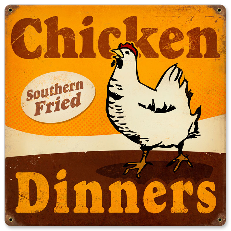 Chicken Dinners, Food and Drink, Vintage Metal Sign, 12 X 12 Inches