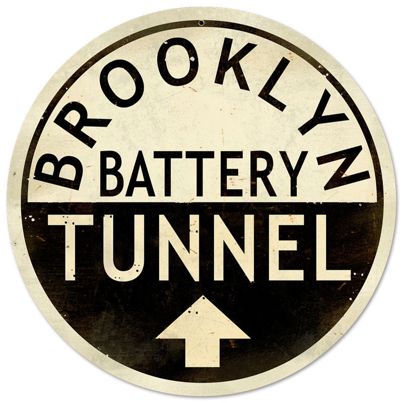 Brooklyn Tunnel, Street Signs, Round Metal Sign, 14 X 14 Inches
