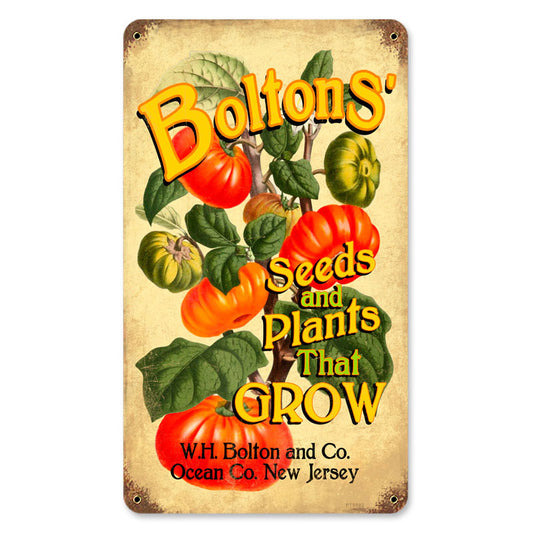 Bolton's Seeds, Food and Drink, Vintage Metal Sign, 8 X 14 Inches