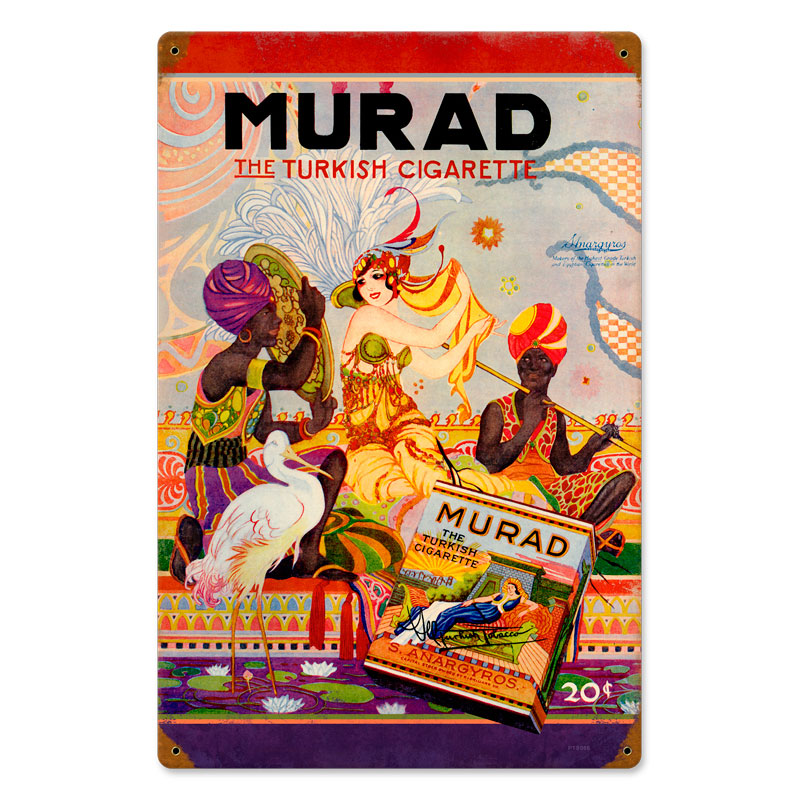 Murad Gigarettes, Home and Garden, Vintage Metal Sign, 12 X 18 Inches