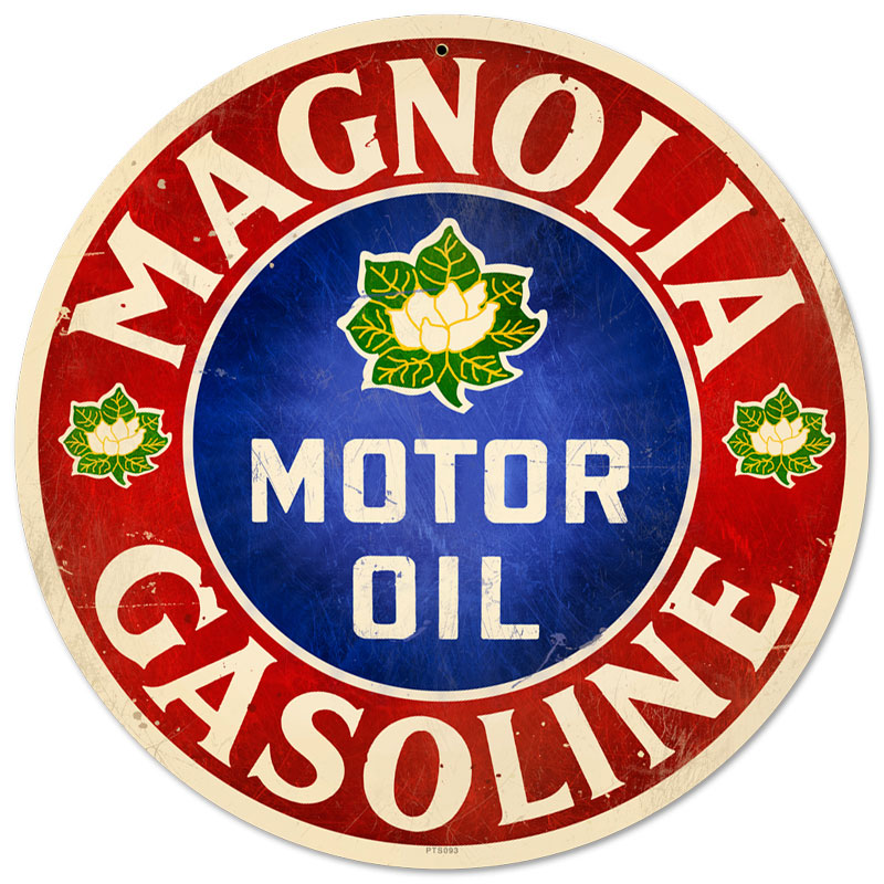 Magnolia Motor Oil, Automotive, Round Metal Sign, 14 X 14 Inches