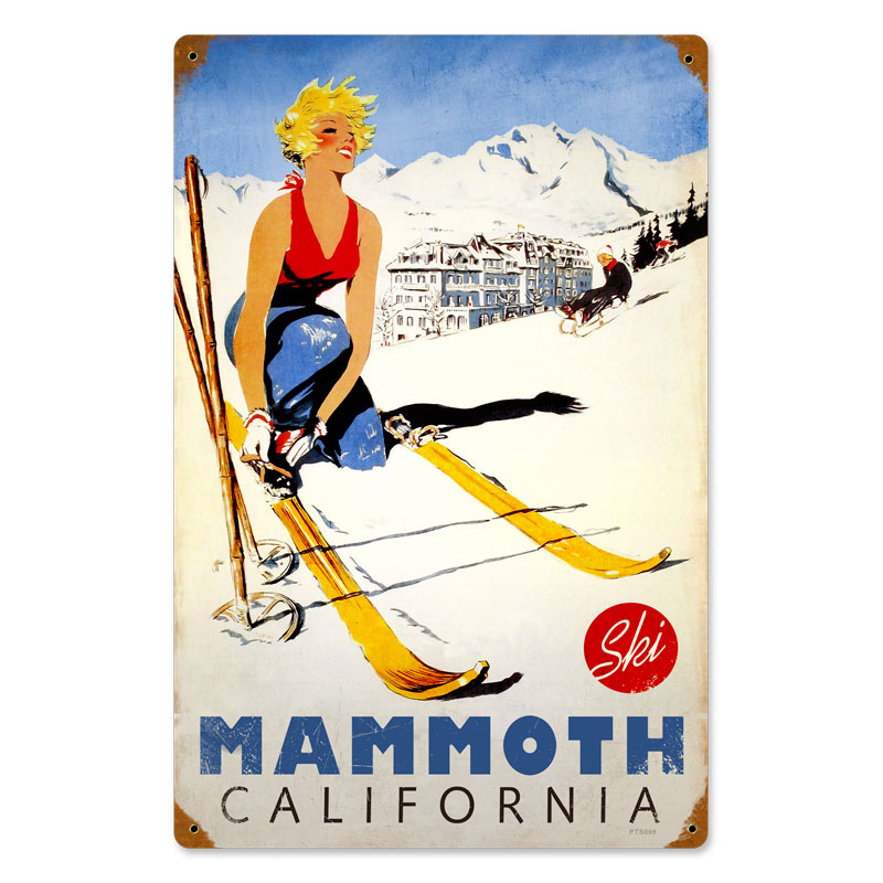 Ski Mammoth, Sports and Recreation, Vintage Metal Sign, 12 X 18 Inches