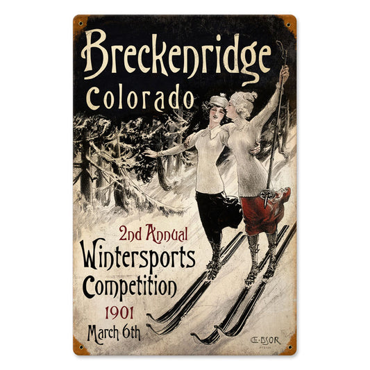 Ski Breckenridge, Sports and Recreation, Vintage Metal Sign, 12 X 18 Inches