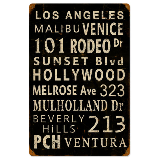 LA Towns, Home and Garden, Vintage Metal Sign, 16 X 24 Inches