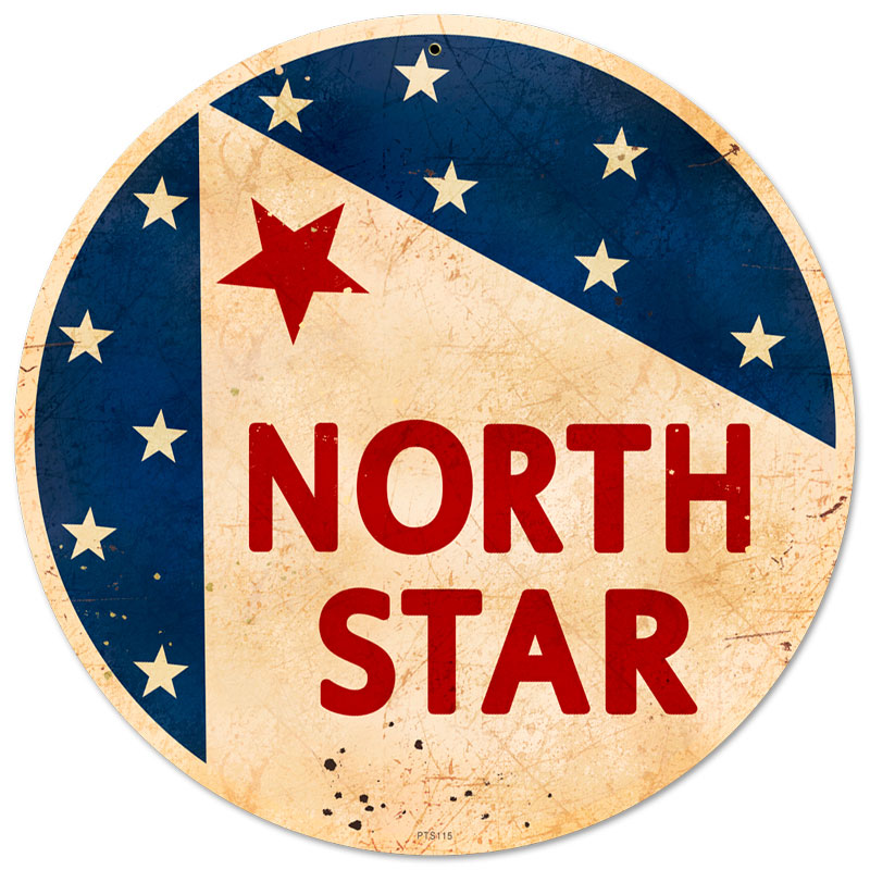 North Star Gasoline, Automotive, Round Metal Sign, 14 X 14 Inches