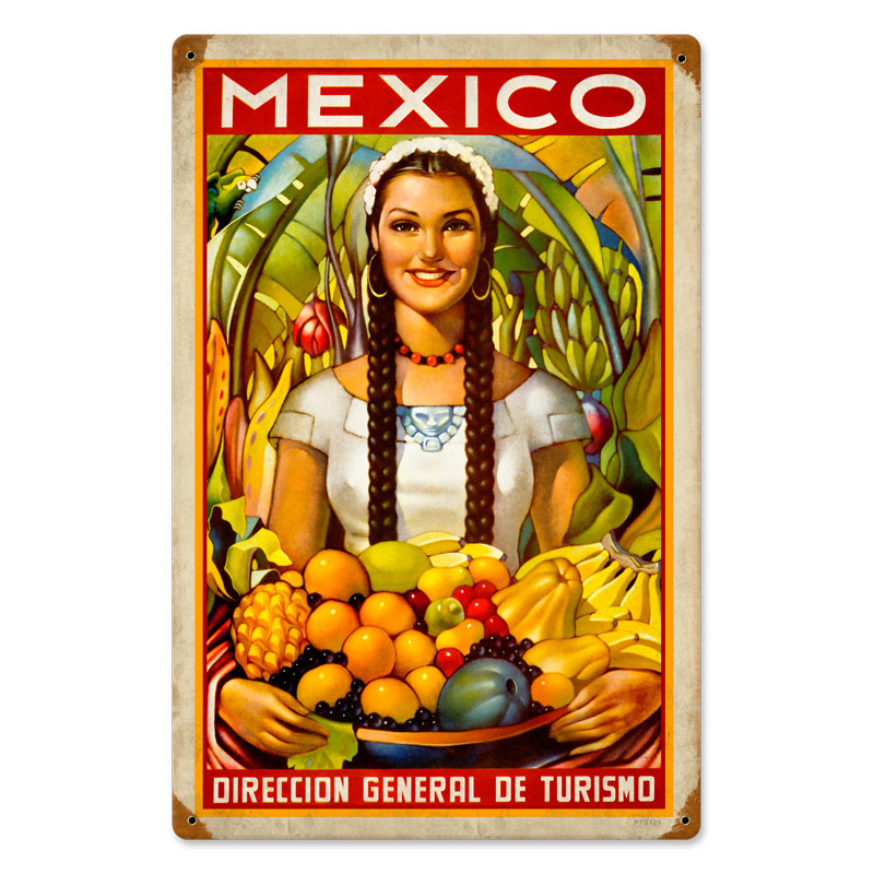 Mexico, Foreign Language, Vintage Metal Sign, 12 X 18 Inches