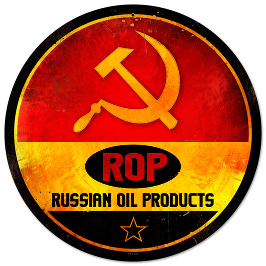 ROP Gasoline, Automotive, Round Metal Sign, 14 X 14 Inches