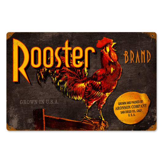 Rooster Brand, Home and Garden, Vintage Metal Sign, 18 X 12 Inches