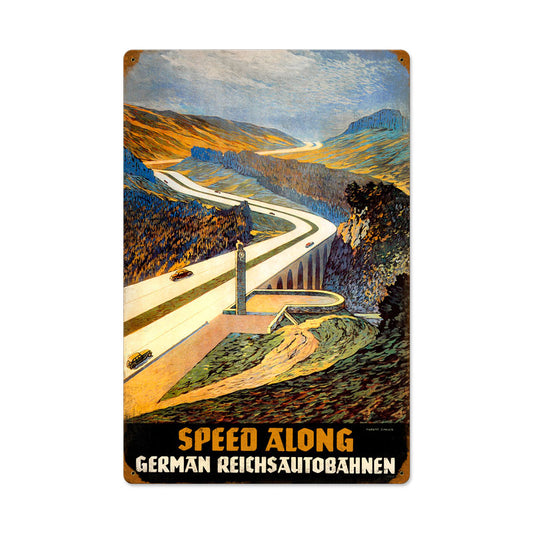 Reichsautobahn, Automotive, Vintage Metal Sign, 16 X 24 Inches