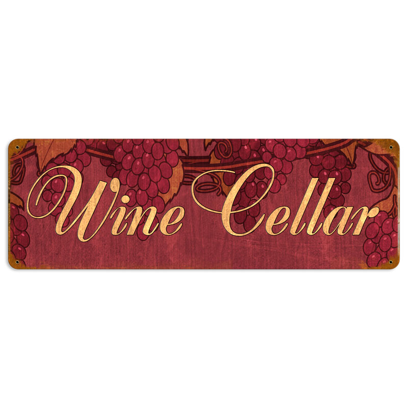 Wine Cellar, Food and Drink, Vintage Metal Sign, 24 X 8 Inches