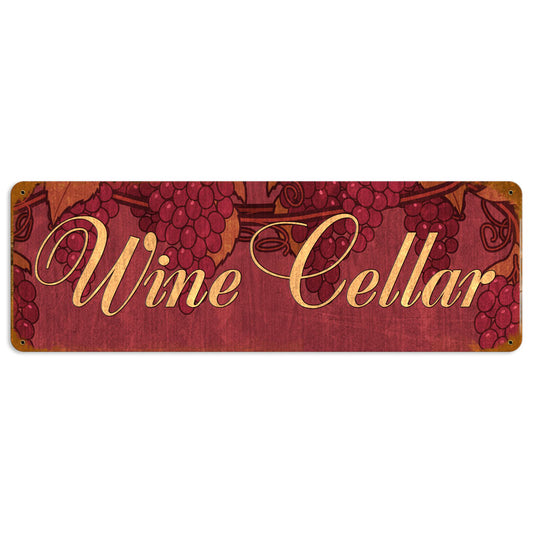 Wine Cellar, Food and Drink, Vintage Metal Sign, 24 X 8 Inches